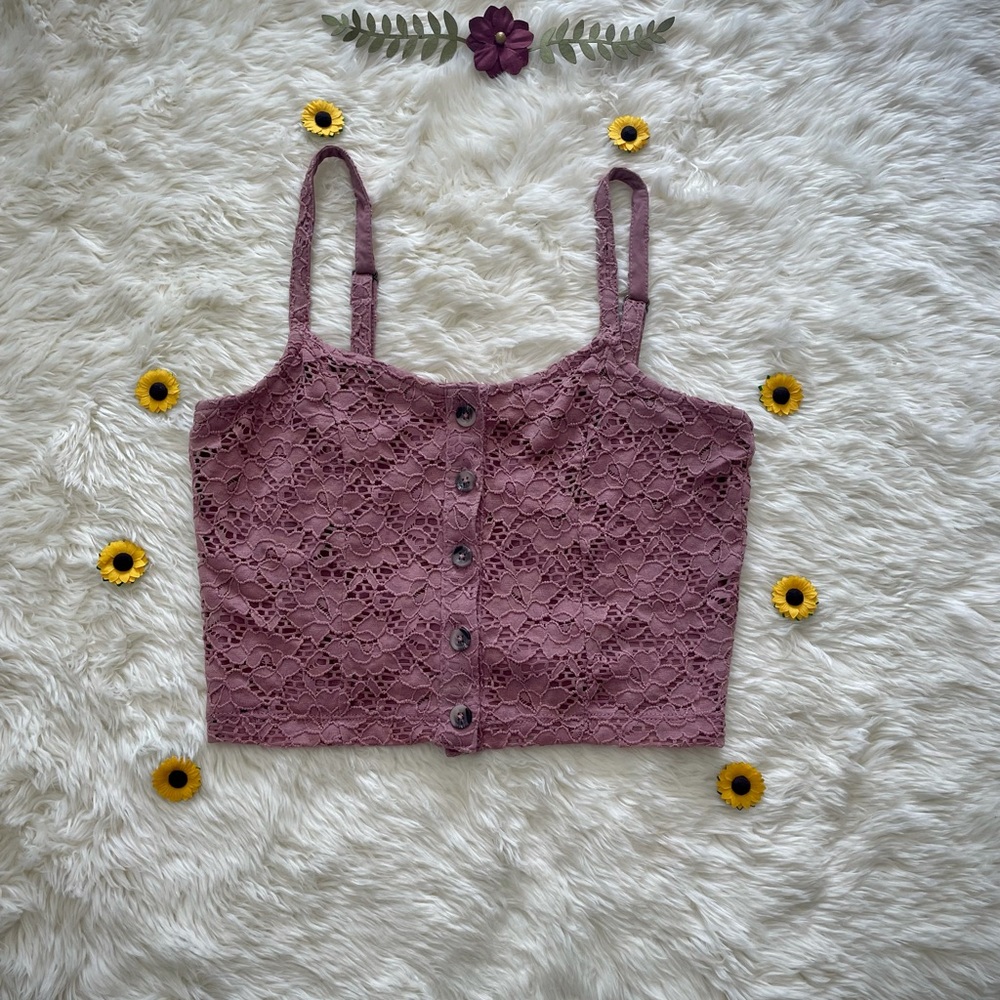 Aeropostale Button Up Embroidered Tank Top